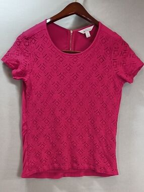 Market & Spruce blouse womens lined lace front pullover zip back Size M